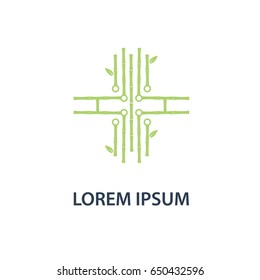 natural bamboo tech logo design vector illustrator
