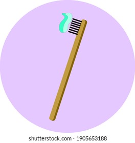Natural bamboo toothbrush with toothpaste. Vector illustration