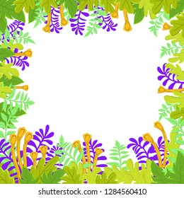 Natural banner with stylized green leaves. Spring or summer foliage.