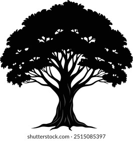Natural banyan tree silhouette art