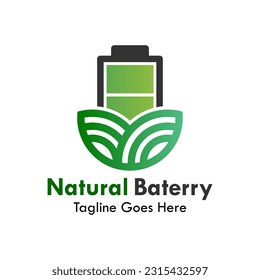 Natural battery design logo template illustration