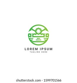 Natural Beach Logo Template Design Vector, Emblem, Design Concept, Creative Symbol, Icon
