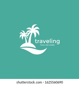 Natural Beach Logo Template Design Vector, Emblem, Design Concept, Creative Symbol, Icon