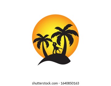 Natural Beach Logo Template Design Vector, Emblem, Design Concept, Creative Symbol, Icon