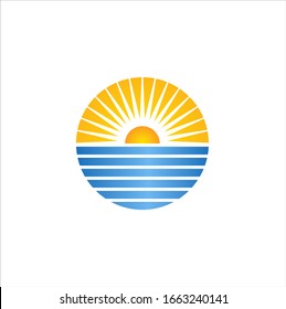 Natural Beach Logo Template Vector, Emblem, Design Concept