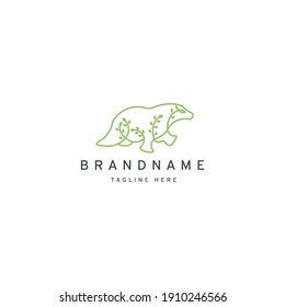Natural bear leaf logo icon design template minimalist modern vector