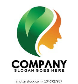 natural beautiful logo, woman's face in flower leaves, design concept for beauty salon, massage, cosmetic and spa - Vector