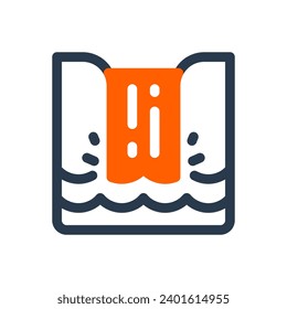 Natural Beautiful Waterfall Vector Icon Illustration
