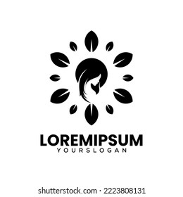 natural beautiful woman logo design template