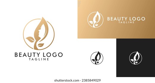 Natural beauty face logo design template vector. Logo design for face, cosmetics, health, skin, care, clinic.