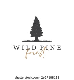 Natural beauty forest concept design with beautiful forest logo and dense trees, fresh natural atmosphere, illustration of product business brand symbol template