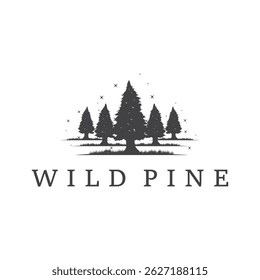 Natural beauty forest concept design with beautiful forest logo and dense trees, fresh natural atmosphere, illustration of product business brand symbol template
