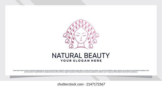 Natural beauty icon logo for woman with creative element