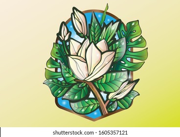 NATURAL BEAUTY JASMINE FLOWER ILLUSTRATE DESIGN