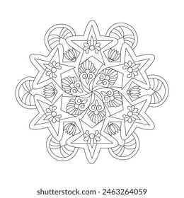 Natural Beauty Kids Mandala Coloring Book Page for kdp Book Interior. Peaceful Petals, Ability to Relax, Brain Experiences, Harmonious Haven, Peaceful Portraits, Blossoming Beauty mandala design.