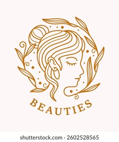 natural beauty line art with oval badge