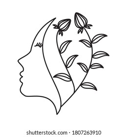 Natural Beauty Logo Design Template. Women's Health Care Logo Design. Line art, painting art, tattoo art.face logo. - Shutterstock ID 1807263910