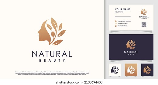 Natural beauty logo design vector for woman Premium Vector