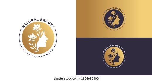 Natural beauty logo template with creative unique concept Premium Vector