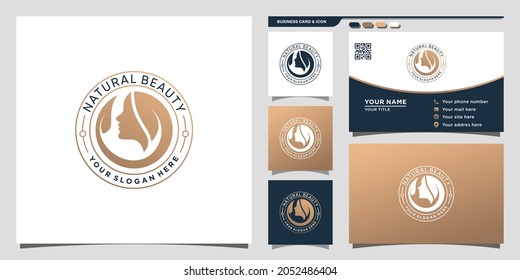 Natural beauty logo with unique modern concept and business card design Premium Vector