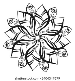 Natural beauty mandala coloring book page for kdp book interior. Peaceful Petals, Ability to Relax, Brain Experiences, Harmonious Haven, Peaceful Portraits, Blossoming Beauty mandala design.