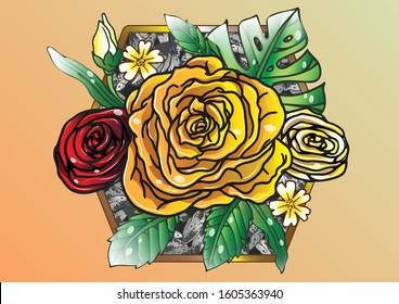 NATURAL BEAUTY ROSE FLOWER ILLUSTRATE DESIGN