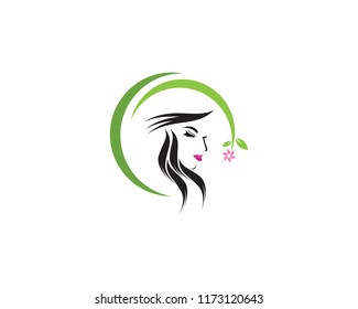 Natural beauty salon hair logo vector template