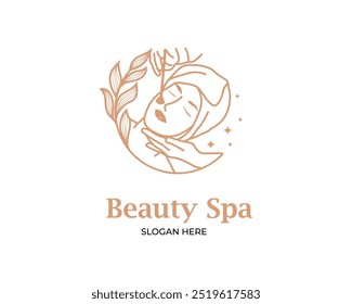 Modelo de design de logotipo de spa de beleza natural, estilo linear para spa e salão de beleza, boutique, massagem terapia