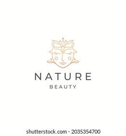 Natural beauty woman logo icon design template flat vector