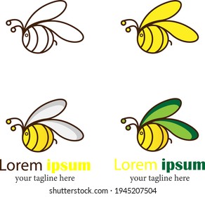 Natural bee logo labels set vector