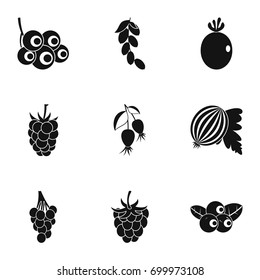 Natural berries icon set. Simple set of 9 natural berries vector icons for web isolated on white background