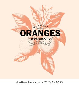 natürlich die besten Orangen sind Bio-Früchte, Lebensmittelmode, Obst-T-Shirt-Print-Design, Sommerdruck-Design 