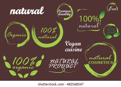 Natural bio badge logo vector