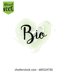 Natural, bio, fresh, healthy watercolor food logo in vector