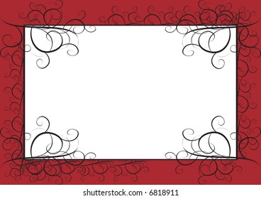 Natural black curves over red frame border