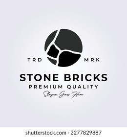 diseño vectorial del logotipo de ladrillos de piedra gris negra natural