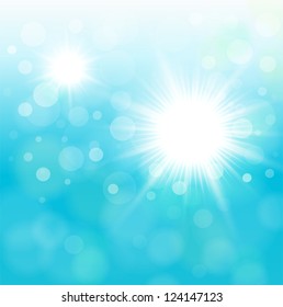 Natural blue background with vector sun.