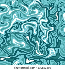 Natural blue marble imitation seamless pattern. Trendy backdrop with blue acrylic drips on white background. Paint waves and vortexes stone texture