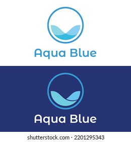 Natural blue pure aqua water logotype.Aqua abstract design with outline.Drinking or mineral water sign icon.