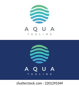 Natural blue pure aqua water logotype.Aqua abstract design with outline.Drinking or mineral water sign icon.