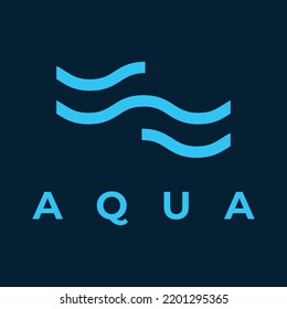 Natural blue pure aqua water logotype.Aqua abstract design with outline.Drinking or mineral water sign icon.