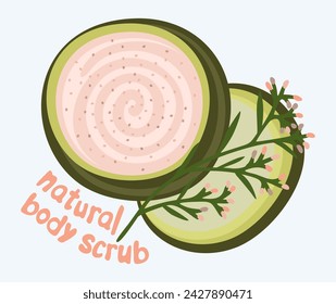 Natural body scrub. Vector isolated illustration.