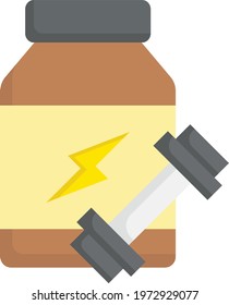  natural bodybuilding supplements Vector color line Icon Design, Gym Fitness symbol on white background, Workout exercise equipment stock illustration, supplement dumbbell exercises Concept