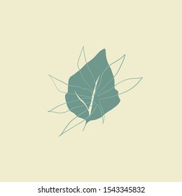 Natural botanic logo in abstract minimalism style. Leaf and freehand shapes composition in pastel colors. Organic garden emblems 