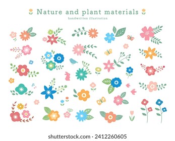 Conjunto de material floral botánico natural
