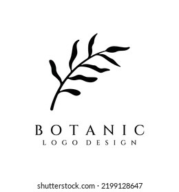Natural botanical logo organic design with leaves, flowers, stems. With a minimalist outline, elegant.Suitable for beauty products, badges, weddings and business.