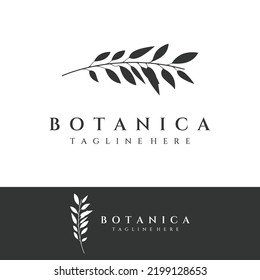 Natural botanical logo organic design with leaves, flowers, stems. With a minimalist outline, elegant.Suitable for beauty products, badges, weddings and business.