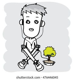 natural boy cartoon vector character
