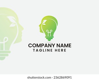Diseño del logo del cerebro natural. Logo de Smart head. Eco. Leaf. Cerebro agudo. Natural inteligente. Construido. Cerebro inteligente. Creativo. Verde. Finanzas