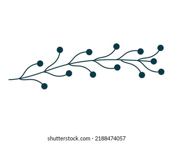 natural branch with berries over white